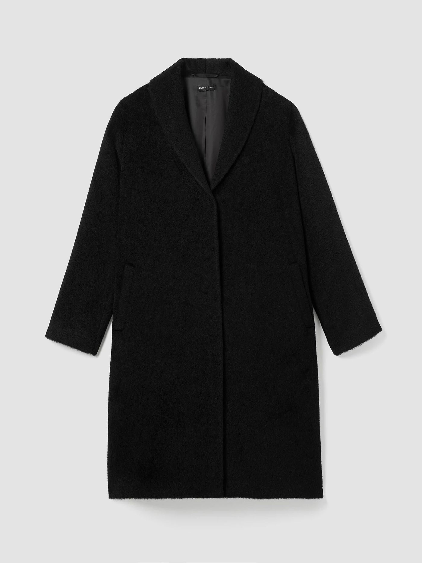 Eileen Fisher Alpaca Luxe Stand Collar Knee Length Coat