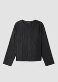 Eileen Fisher Silk Habutai Round Neck Jacket in Black