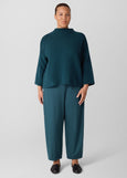 front view of plus size Eileen Fisher Peruvian Cot. Blend Funnel Neck Bracelet Slv. Sweater in Alpine