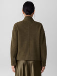Eileen Fisher Light weight Boiled Wool Stand Collar Jacket W. Pockets in Serpentine
