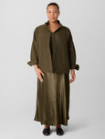 Eileen Fisher Light weight Boiled Wool Stand Collar Jacket W. Pockets in Serpentine