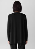 back view of plus size Eileen Fisher Fine Stretch Jersey V-Neck Long Slv. Tunic in Black