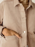 Eileen Fisher Cotton Str. Corduroy Classic Collar Jacket in Biscuit