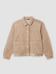 Eileen Fisher Cotton Str. Corduroy Classic Collar Jacket in Biscuit
