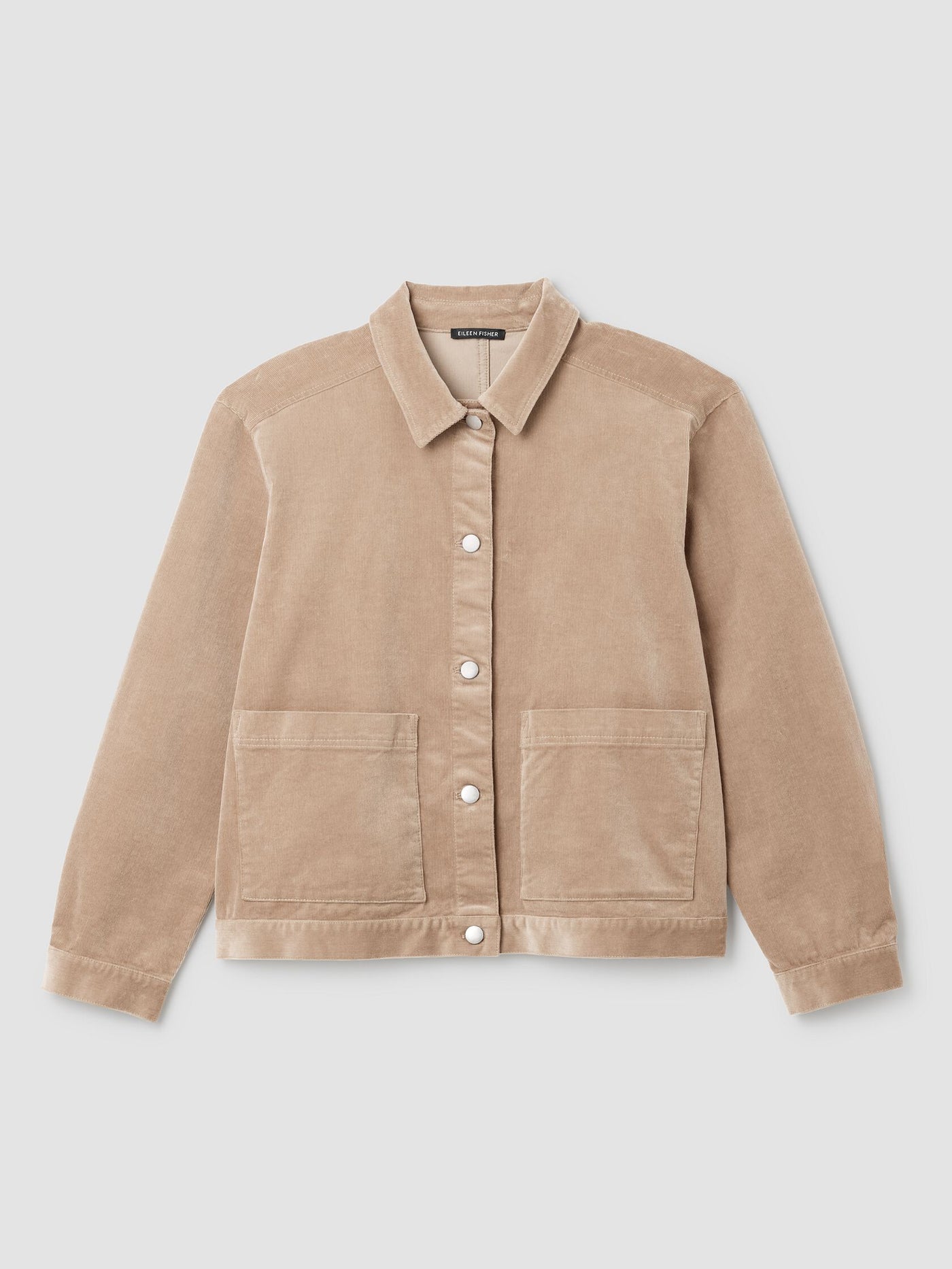 Eileen Fisher Cotton Str. Corduroy Classic Collar Jacket in Biscuit
