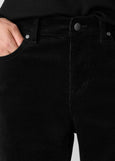 close up of front view of plus size Eileen Fisher Cotton Str. Corduroy High Waisted Straight Ankle Jean in Black