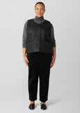 front view of plus size Eileen Fisher Cotton Str. Corduroy High Waisted Straight Ankle Jean in Black