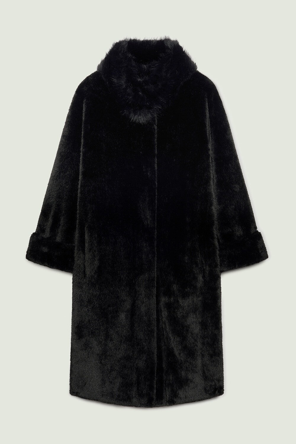 Luisa Viola Faux Fur Soft touch Coat in Black