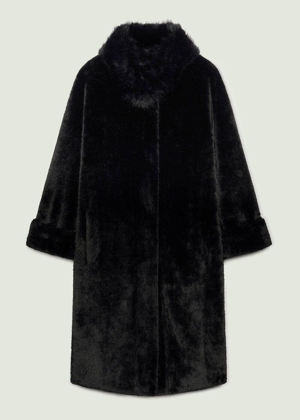 Black fur coat on a light gray background