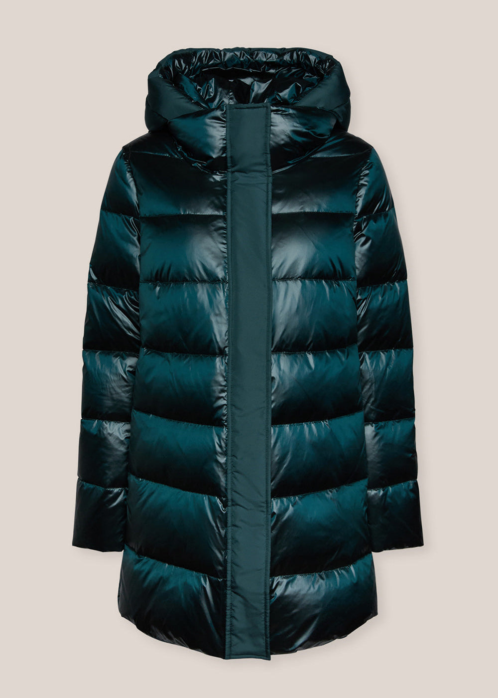 front view of plus size Elena Miro Nylon puffer Jacket in Laurel