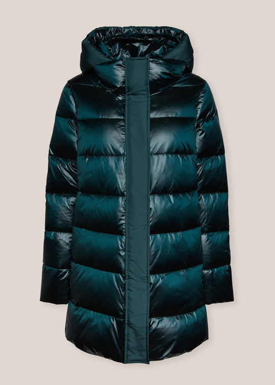 front view of plus size Elena Miro Nylon puffer Jacket in Laurel