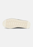 view of sole Ilse Jacobsen Slip On Platform Laser cut Pattern Shoe in Black