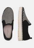 front and side view of Ilse Jacobsen Tulip Slip on Mixed Textile Platform in Black/White