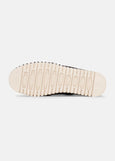 view of sole of Ilse Jacobsen Tulip Slip on Mixed Textile Platform in Black/White