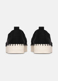 back view of Ilse Jacobsen Tulip Slip on Mixed Textile Platform in Black/White