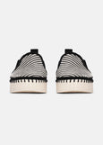 front view toe Ilse Jacobsen Tulip Slip on Mixed Textile Platform in Black/White