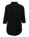 Toni T. Stretch Poplin A-Line Big Shirt with Back Pleat in Black