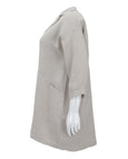 Toni T. Linen Two Button Oversize Jacket with Notch Lapel and Seam Detail at Waist in Sand