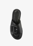 Tyche Monroe Genuine Leather Flat Sandal with Buckle in Black
