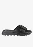 Tyche Monroe Genuine Leather Flat Sandal with Buckle in Black