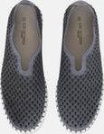 view of top of Ilse Jacobsen Slip On Platform Laser cut Pattern Shoe in Blue Grey
