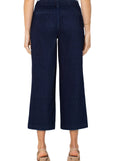 back view of Liverpool Wide Leg Cargo Jean in Indigo Rinse in plus sizes