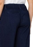 Close up back view of Liverpool Wide Leg Cargo Jean in Indigo Rinse in plus sizes