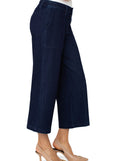 Side view of Liverpool Wide Leg Cargo Jean in Indigo Rinse in plus sizes