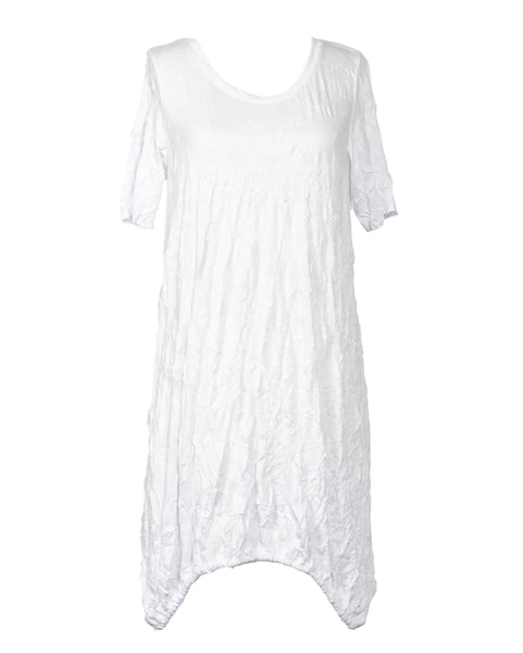 Luukaa Short Sleeve Crinkle Jersey Tunic with Scoopneck and Gathered Hem