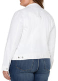back view of plus size Liverpool Classic White Denim Jean Jacket
