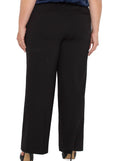 back view of plus size Liverpool Kelsey Super Stretch Ponte Wide Leg Pant in Black