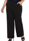 alt front view of plus size Liverpool Kelsey Super Stretch Ponte Wide Leg Pant in Black