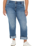 front view of plus size Liverpool Marley Girlfriend Campus Light Wash Jean in Campus