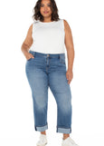 front view of plus size Liverpool Marley Girlfriend Campus Light Wash Jean in Campus