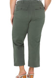 back view of plus size Liverpool Cargo Crop Wide Leg Pant in Martini Olive