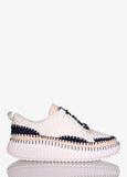 Minx Stitch Detail Pattern Combo Runner With Zip and Laces in Blonde/Ink