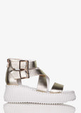 Minx Plaza Platform with Ankle Strap in Soft Gold