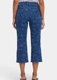 back view of NYDJ plus size Joni High Rise Relaxed stretch Carpi in Indigo Print