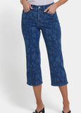 front view of NYDJ plus size Joni High Rise Relaxed stretch Carpi in Indigo Print