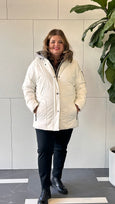 Junge Polyfill Seam Detail Jacket with Piped Zip Pockets in OffWht/Taupe