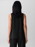 Eileen Fisher Fine Str Jersey Scoop neck Tank in Black