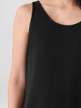 Eileen Fisher Fine Str Jersey Scoop neck Tank in Black
