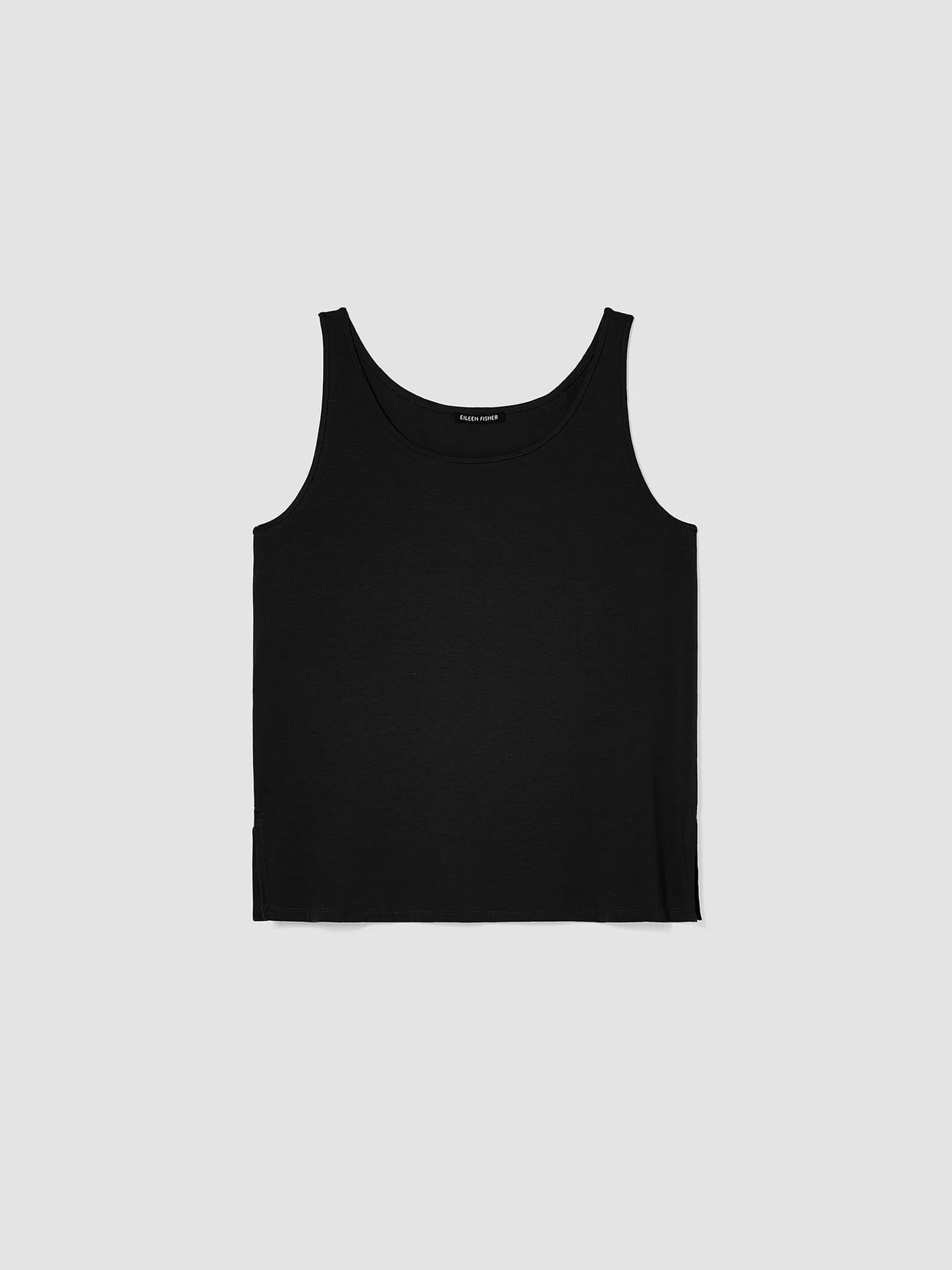 Eileen Fisher Fine Str Jersey Scoop neck Tank in Black