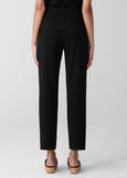 back view of plus size Eileen Fisher Slim Ankle Ponte Pant in Black