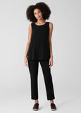 front view of plus size Eileen Fisher Slim Ankle Ponte Pant in Black