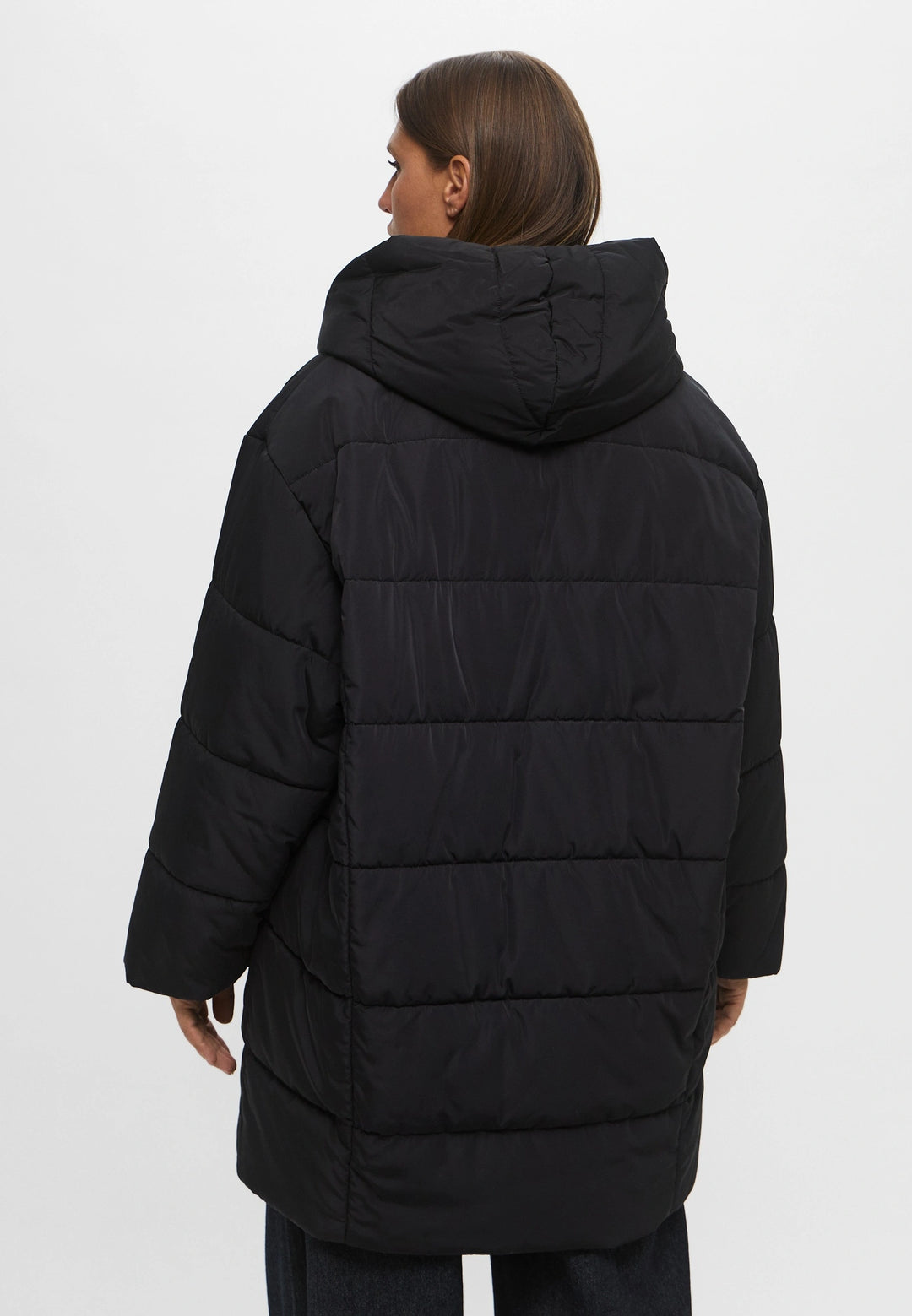 Marina Rinaldi Morris Puffer With Attached Hood in Black