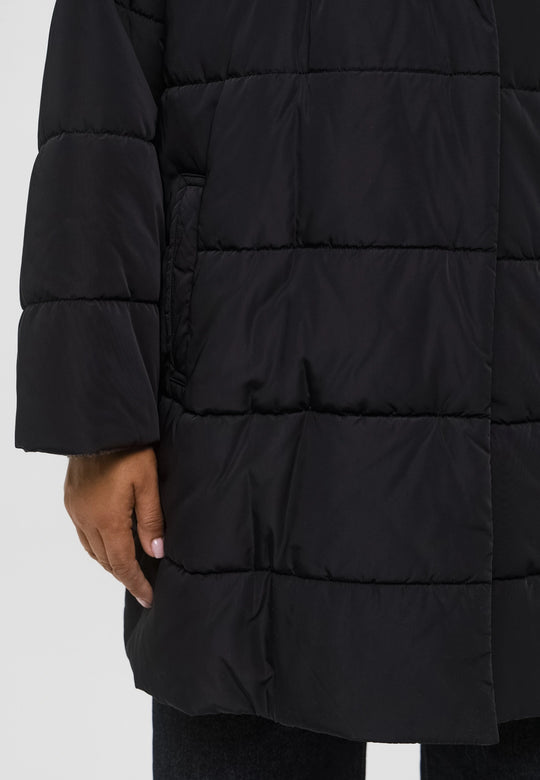 Marina Rinaldi Morris Puffer With Attached Hood in Black
