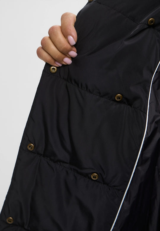 Marina Rinaldi Morris Puffer With Attached Hood in Black