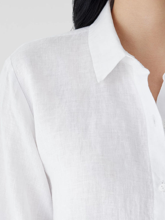Eileen Fisher Organic Linen Classic Collar Easy Shirt in White
