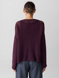 Eileen Fisher Peruvian Organic Cotton cord Crewneck Sweater in Blackberry